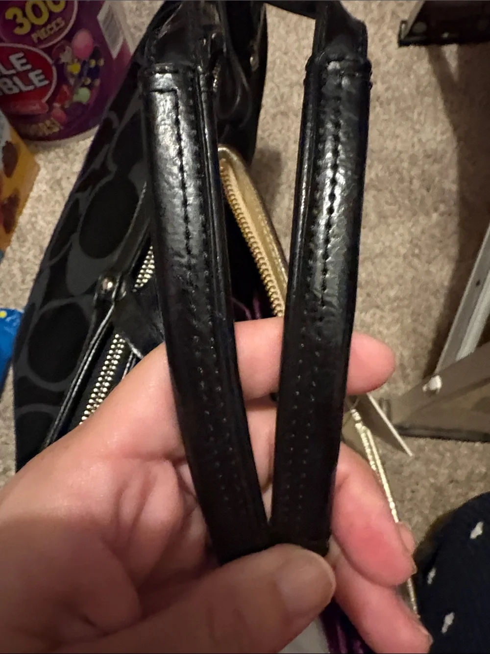 Coach Black Signature Tote with black Sequin Panel